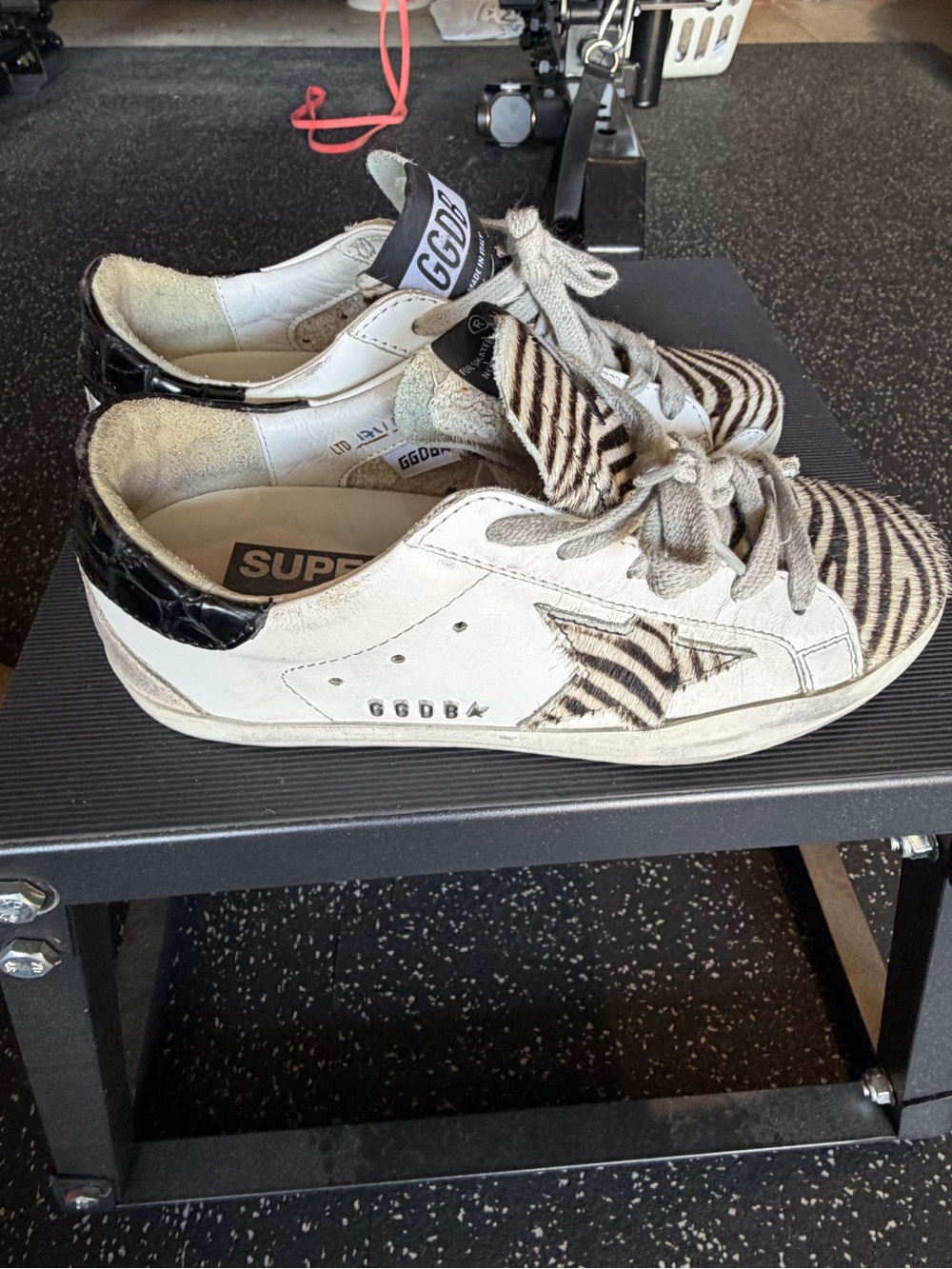 Golden Goose White Zebra-Pattern Low-Top Sneakers